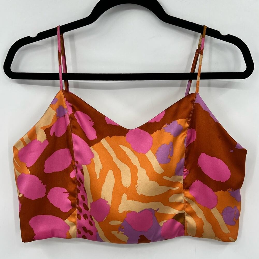 Christian Lacroix Crop Top Colorful Animal Print Art Ruched Back Y2K Size Large